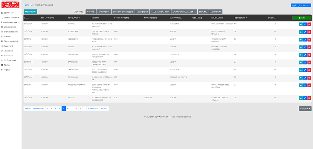 Gestionale Acustica Vecchini